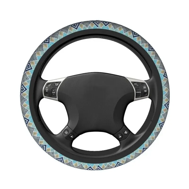 Meander Pattern Steering Wheel Covers Universal Greek Key Ornament Anti-Slip Steering Wheel Protector for SUV Car Accessories