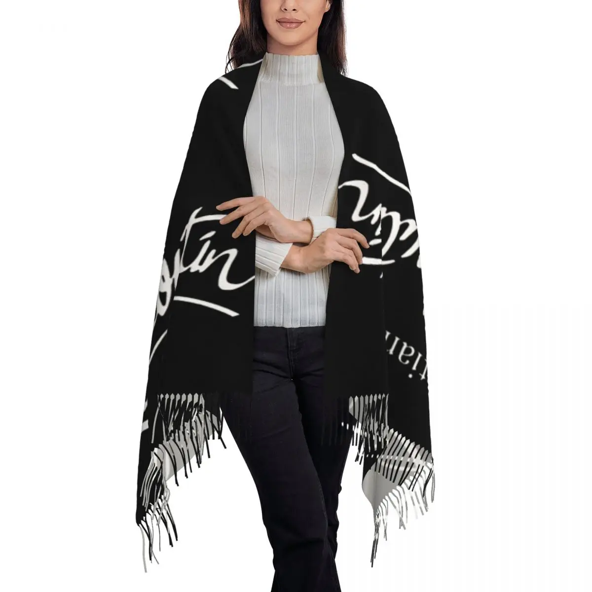 Écharpe en cachemire avec logo C-ChréKhL-Louboutined pour femme, pashmina doux, châles et écharpes pour bureau