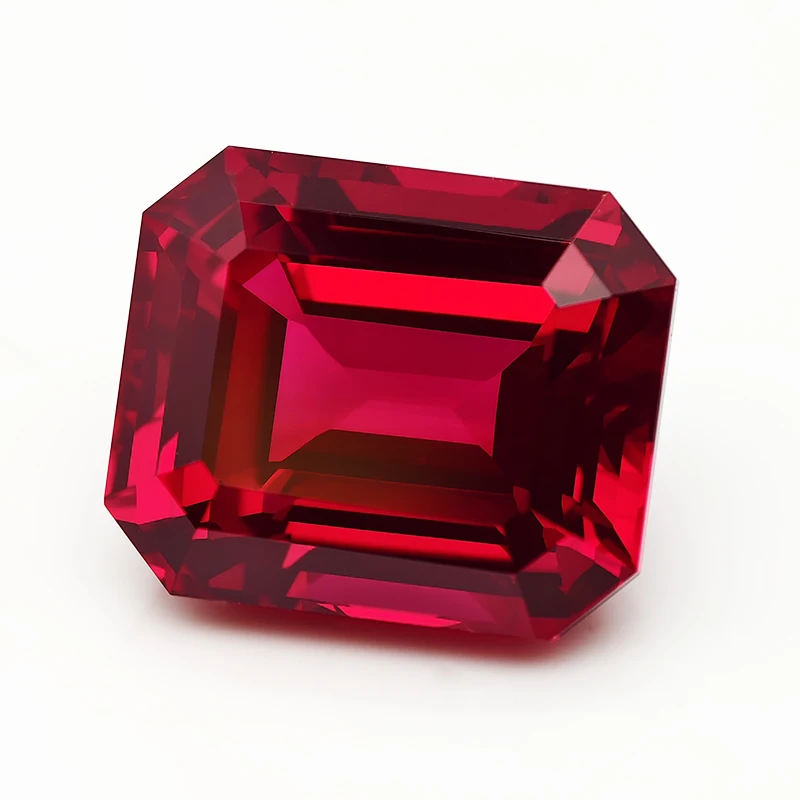 Pigeon Blood Lab Grown Ruby Gemstone Emerald Cut Synthetic Ruby Loose Gems with AGL Certificate