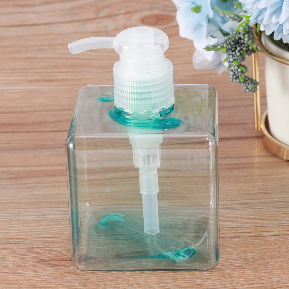 250 مل 8.4 أوقية مضخة مربعة فارغة قابلة لإعادة الملء شفافة زرقاء لمضخة حاوية توزيع الشامبو والصابون السائل #5