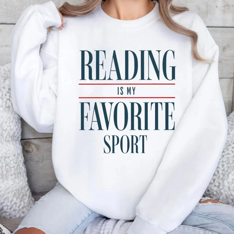 Reading Is My Favorite Sport Sweatshirt Vintage Reading Sweatshirts Book Lover Bookish Hoodies Bookworm Reader Sweat Y2k Clothes
