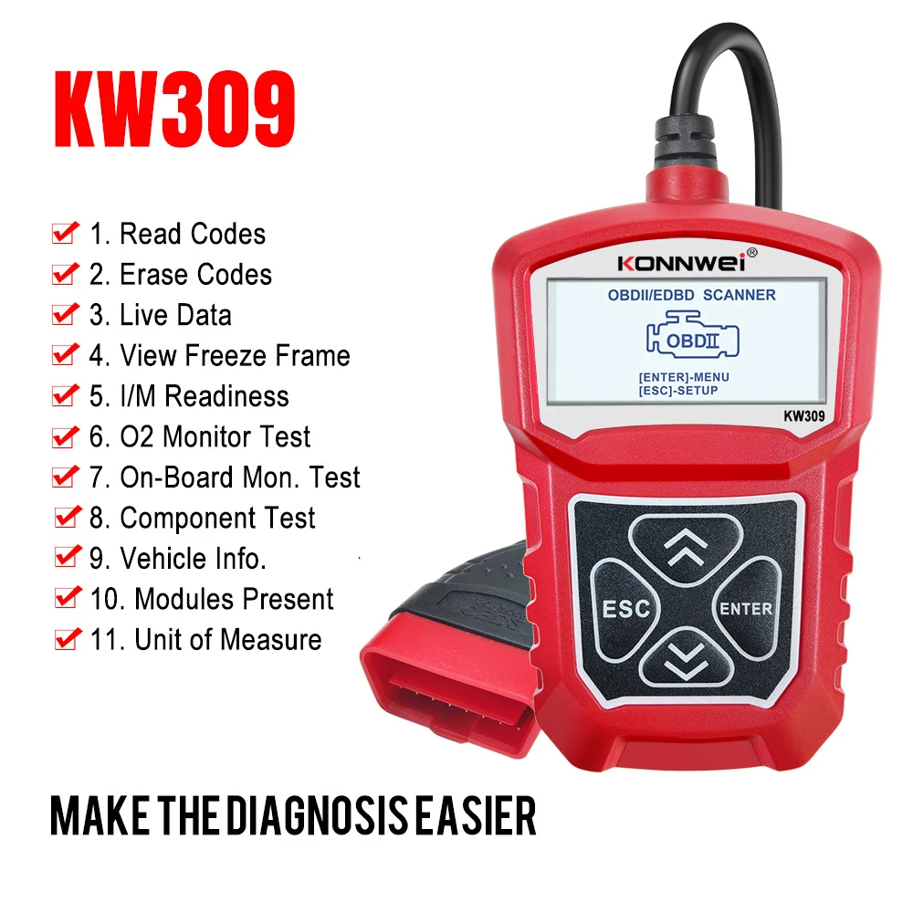 For KONNWEI KW309 MS309 U480 OBD2/EOBD Live Erase Code Reader Automotive Scanner Auto Repair Car Diagnostics Tool Multi-language