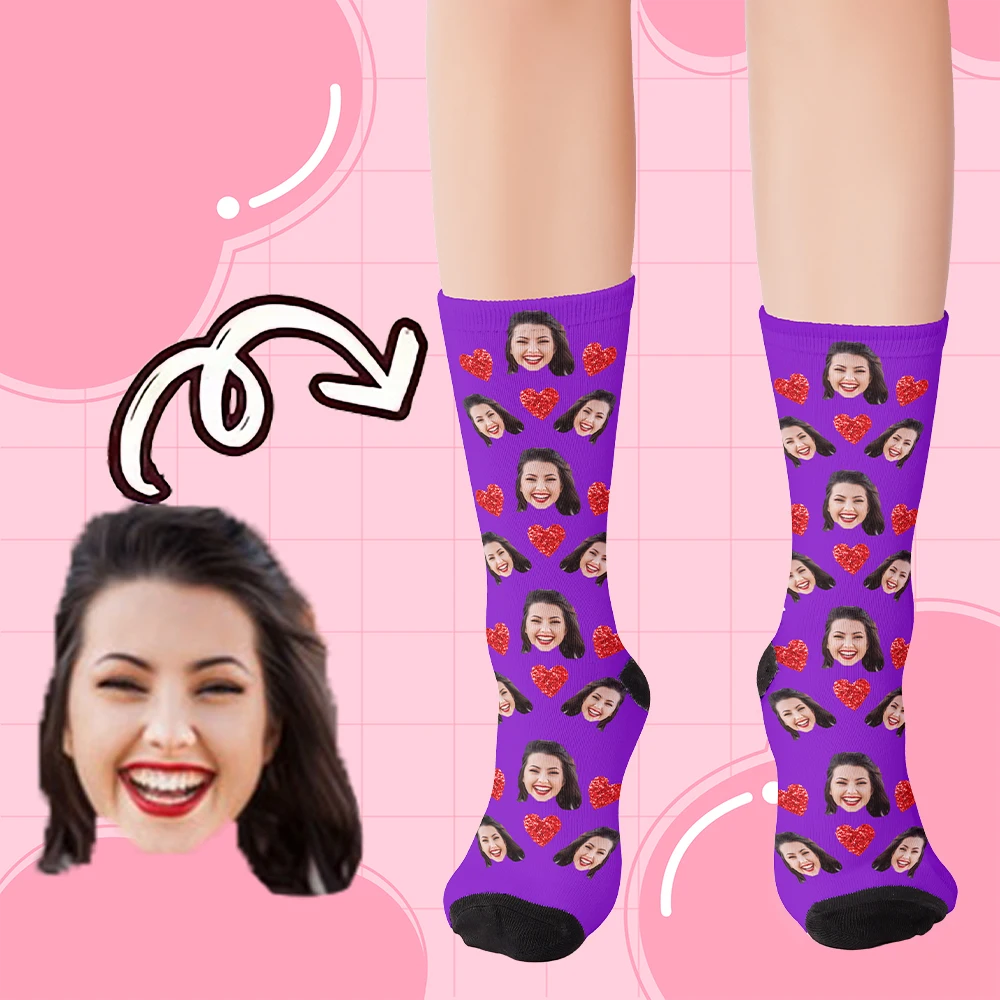 Customized face socks DIY love photos, novelty  polyester tube socks, suitable for Valentine's Day gifts for various occasions