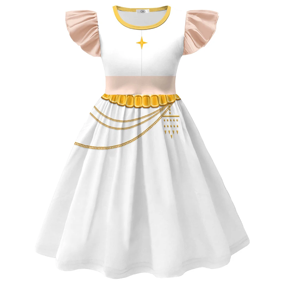 فستان الأميرة التنكري من Fantasy Witch Hunter للفتيات بأكمام مرفرفة، فستان حريري لحفلات Kpop، زي عرض مسرحي للعطلات