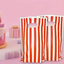 10-20pcs simple striped plastic bag candy snack party with handle gift bag holiday birthday gift bag