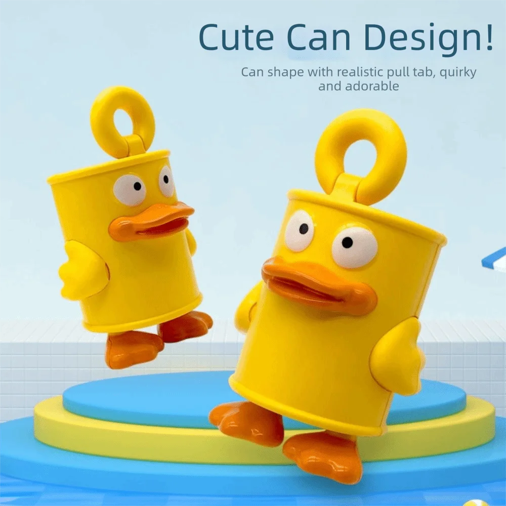 Cute Design Duck Water Toy Plush Material Tin Can Beach Water Fight Spraying Function Mini Size Water Spray Toy Children Bathing