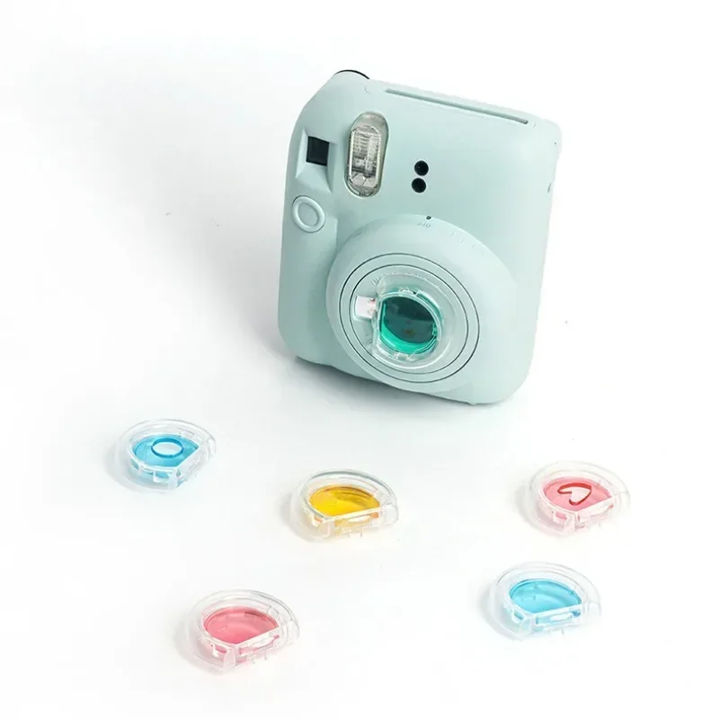 Lente colorida para fujifilm instax mini 12 câmera instantânea, filtro de cor, espelho, acessórios fotográficos, 1 conjunto