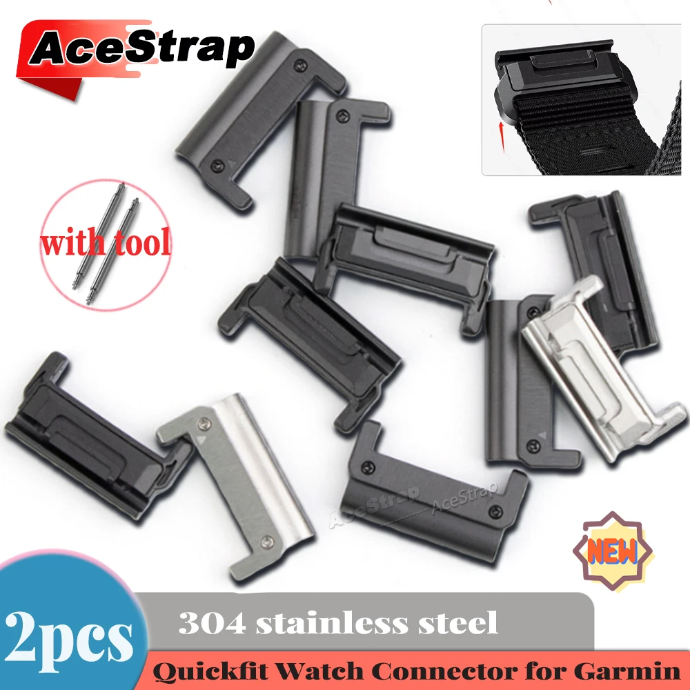 2pcs 304 Stainless Steel Quickfit Watch Connector for Garmin Fenix 8 7 Pro 7X 6 6X 5X 8X Adapterr for Garmin Watch Strap Adapter