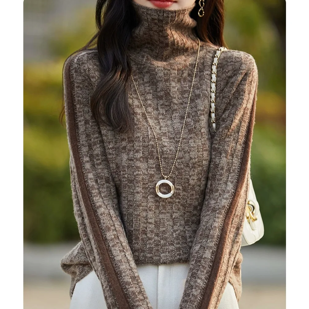 

Faionable Knitted High Collar Sweater Inner Wear Base Layer T-irt Brand Outlet Tag Removed Autumn Winter Loose Fit Sle