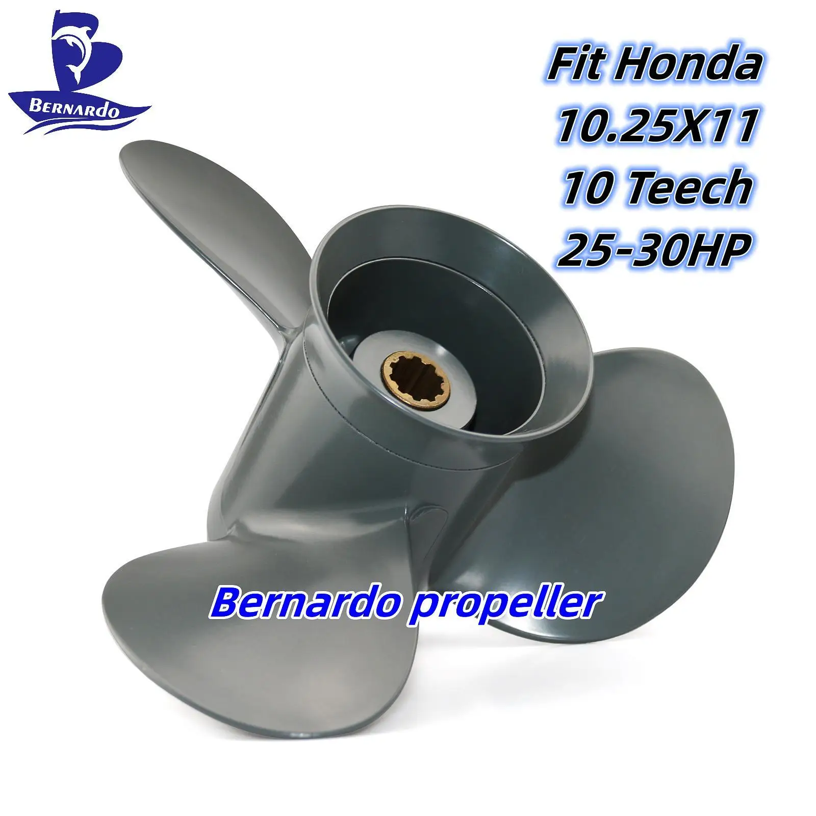 Bernardo Boat Propeller 10.25X11 Fit Honda Outboard Engines 25 30 HP Aluminum Alloy Screw 3 Blade 10 Tooth Spline RH