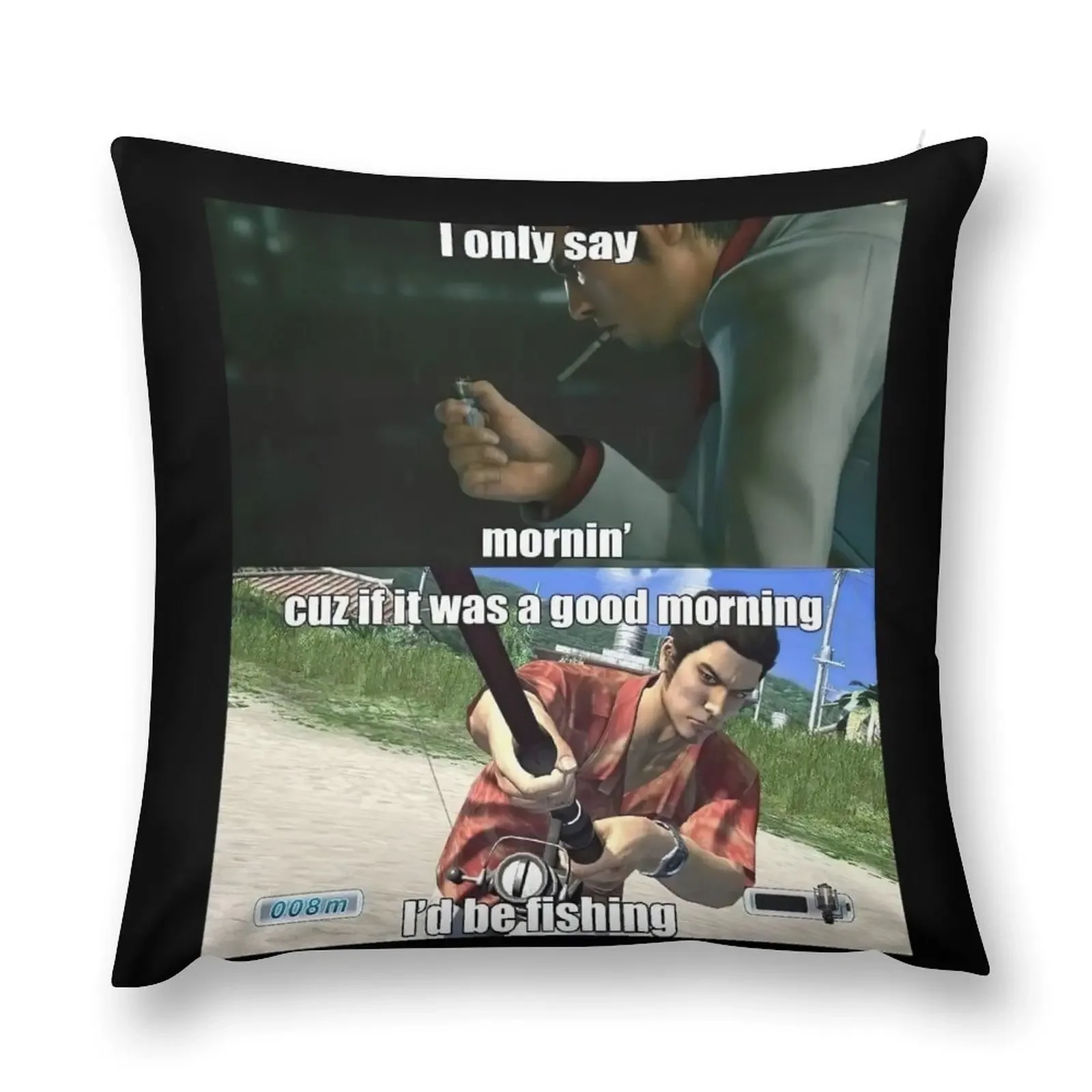 

Good Morning Yakuza Meme Throw Pillow Custom Cushion Photo New year pillow
