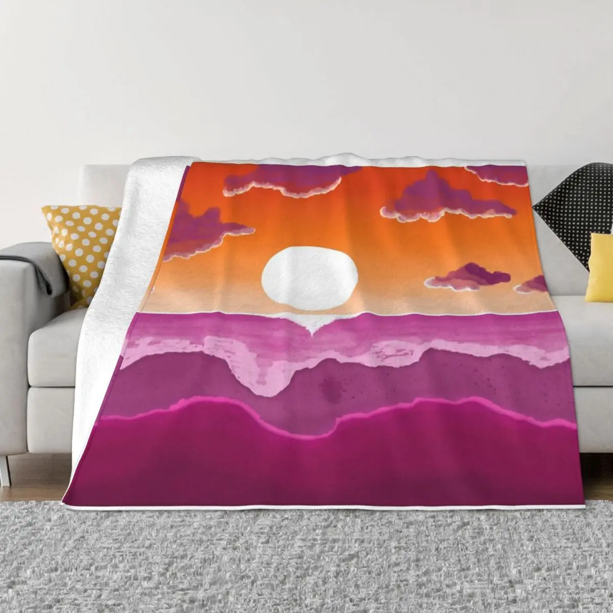 Subtle Stealth Lesbian Sunset Flag - Anime Bed Blankets Winter Blankets Winter Warm Blanket Throw Blanket