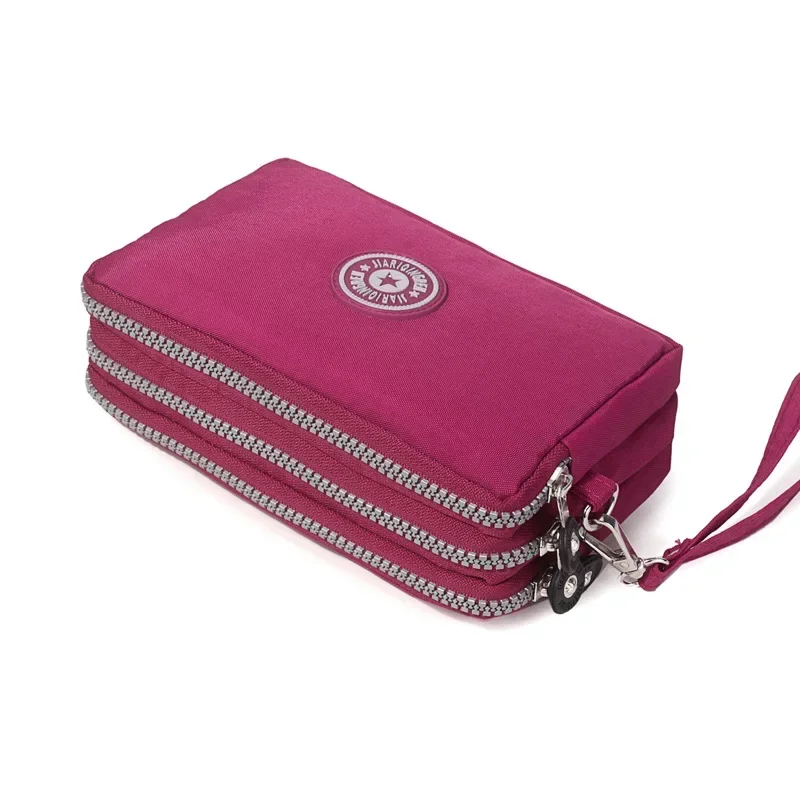 New Portable Women Wallets Phone Pouch Fashion Three Zippers Mini Bag Big Capacity Women Wallet Make-up Bag Coin Purse Handbag