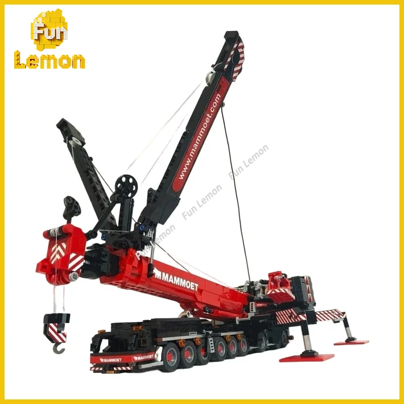 

Конструктор Mammoet LTM 1750-9.1: Инженерный кран MOC, детализированный внедорожный мобильный кран для любителей.