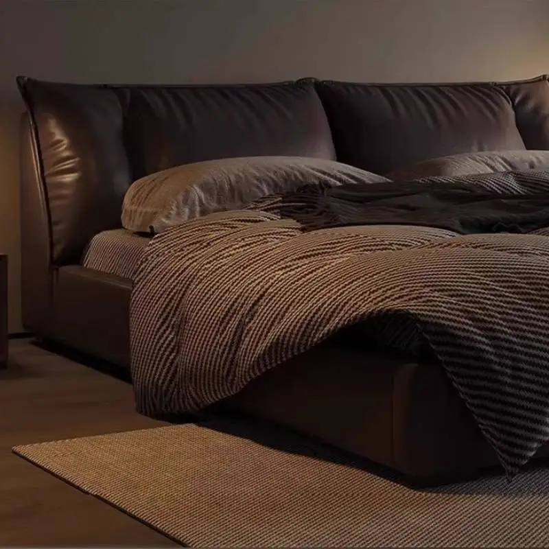 Tempat Tidur Double Hitam Putih Abu-abu Eropa Australia Penyimpanan Lit Luxe Tempat Tidur Double Jepang Modern Cloud Camas De Dormitorio Furnitur