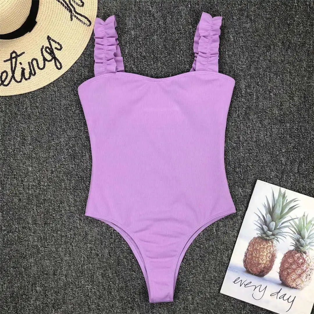 6 Farben, Rüschenbesatz, sexy Damen-Badeanzug, einteiliger Badeanzug, gerippter Badeanzug, Badebekleidung, Monokini V1668 – Detail 39