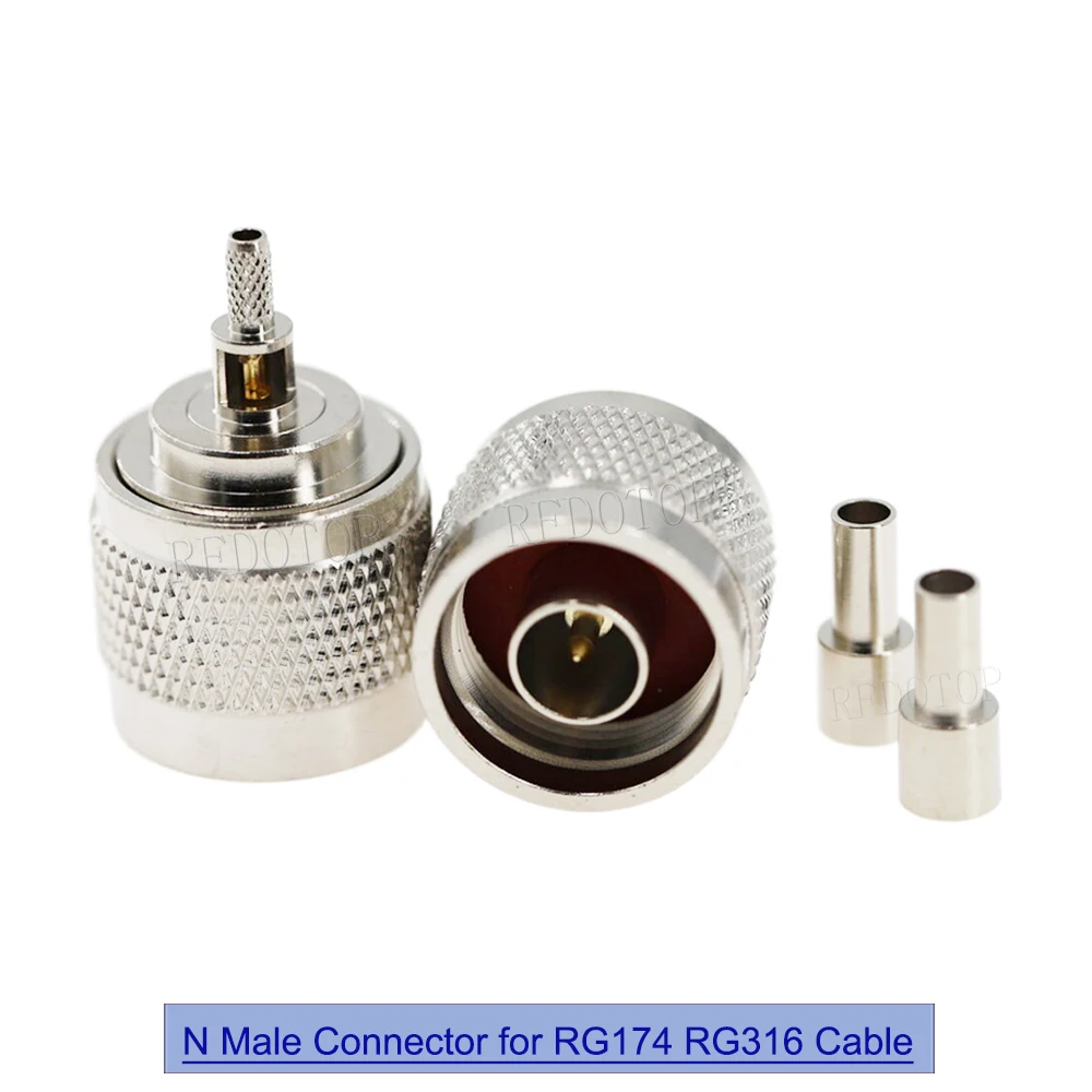 1Pcs N Male Plug Straight/90 Degree Connector Crimp RG174 RG316 Cable RF Coaxial Adapter High Quanlity 50 Ohm Low Loss