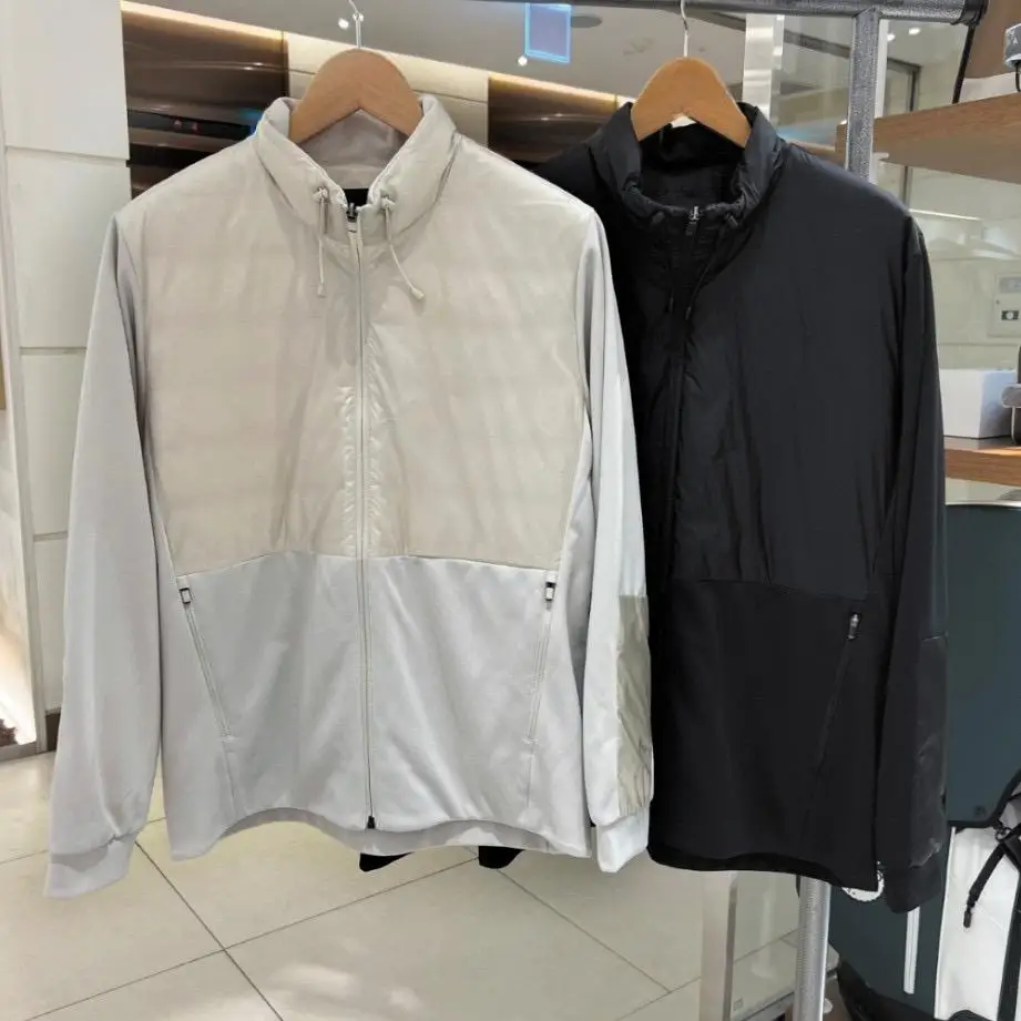Clearance Sale-Men's Golf Long Sleeve Down Jacket Stand Collar Full Zip Windproof Warm Golfing Sports Outer Coat