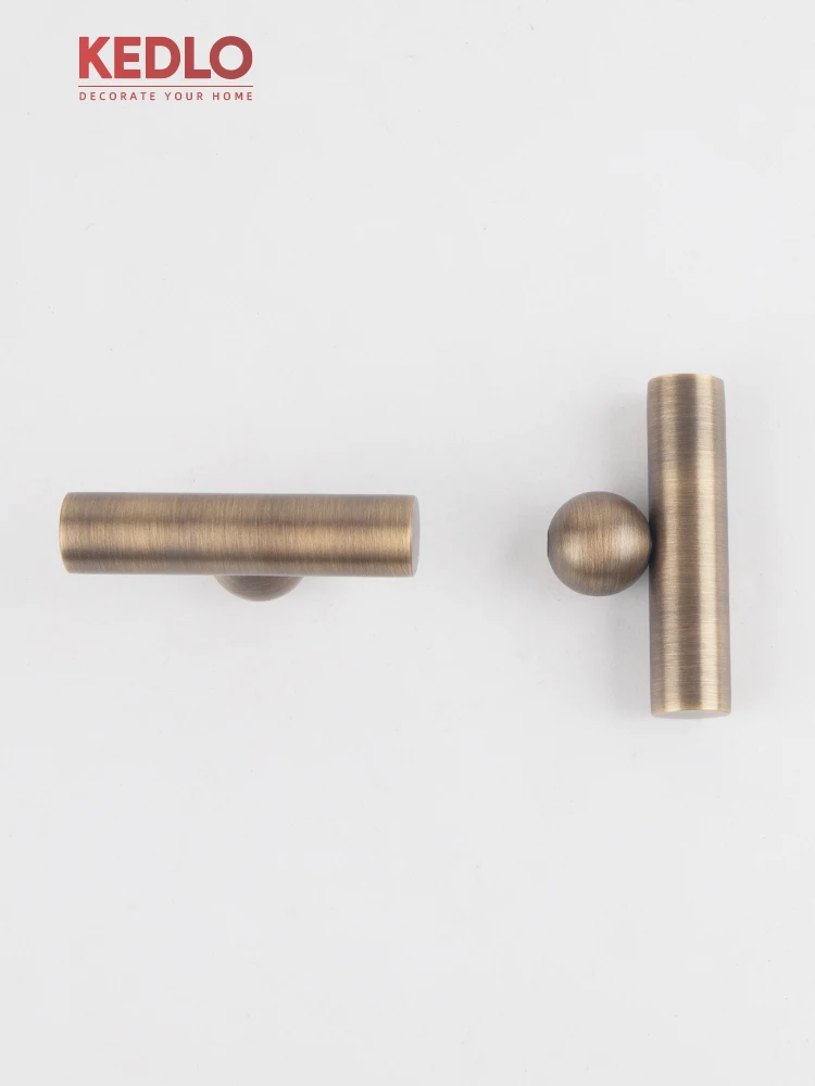 KEDLO Massiver Messing-Kugelgriff, Moderner Luxus-Ziehgriff für Küchenschränke, Antiker Messinggriff, Schubladengriff in Gold – Detail 5