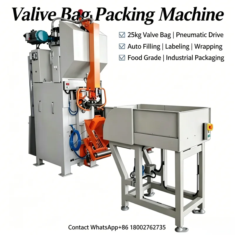 Pneumatic Driven Automatic Valve Pouch Bagging Machine 25kg - Labeling Wrapping Function for Food Packaging Equipment