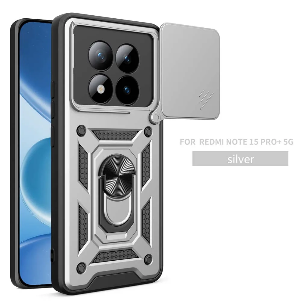 Stoßfeste Panzerhülle für Redmi Note 15 Pro / + Autohalterung Handyhülle für Redmi Note 15 4G 5G Kameraobjektivschutz Fundas