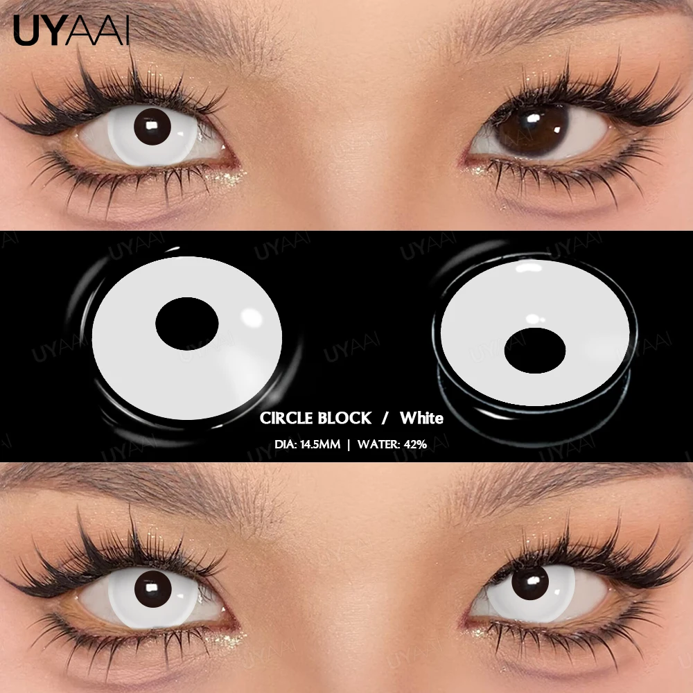 UYAAI 1 Paar Cosplay weiße farbige Kontaktlinsen, schwarze Linsen, Halloween-Schönheit, Make-up-Linse, Vampir, rote Linsen, Anime Colorcon – Detail 5