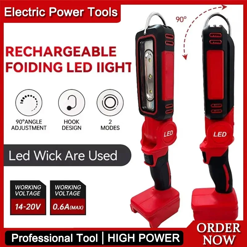 LED-Arbeitsleuchte, superhell, 90 Grad, Clip-on-Licht, Lithium-Batterie, 20 V, M18, Flutlicht, Außenbeleuchtung, Camping, passend für Milwaukee