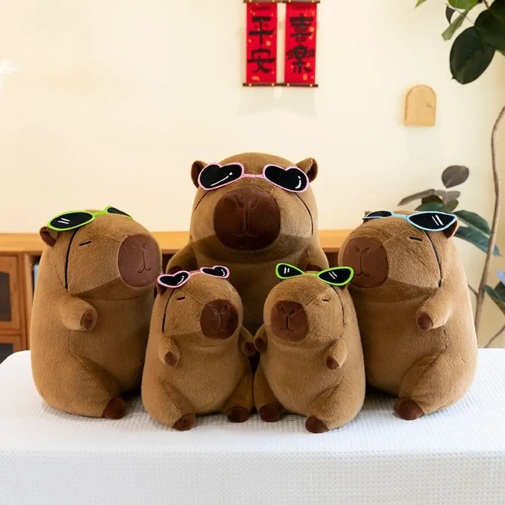 

Kawaii Wear Glasses Capybara Plush Doll Simulation Fluffy Capybara Plush Toy Soft Cartoon Capibara Fluffty Doll Christmas Toy