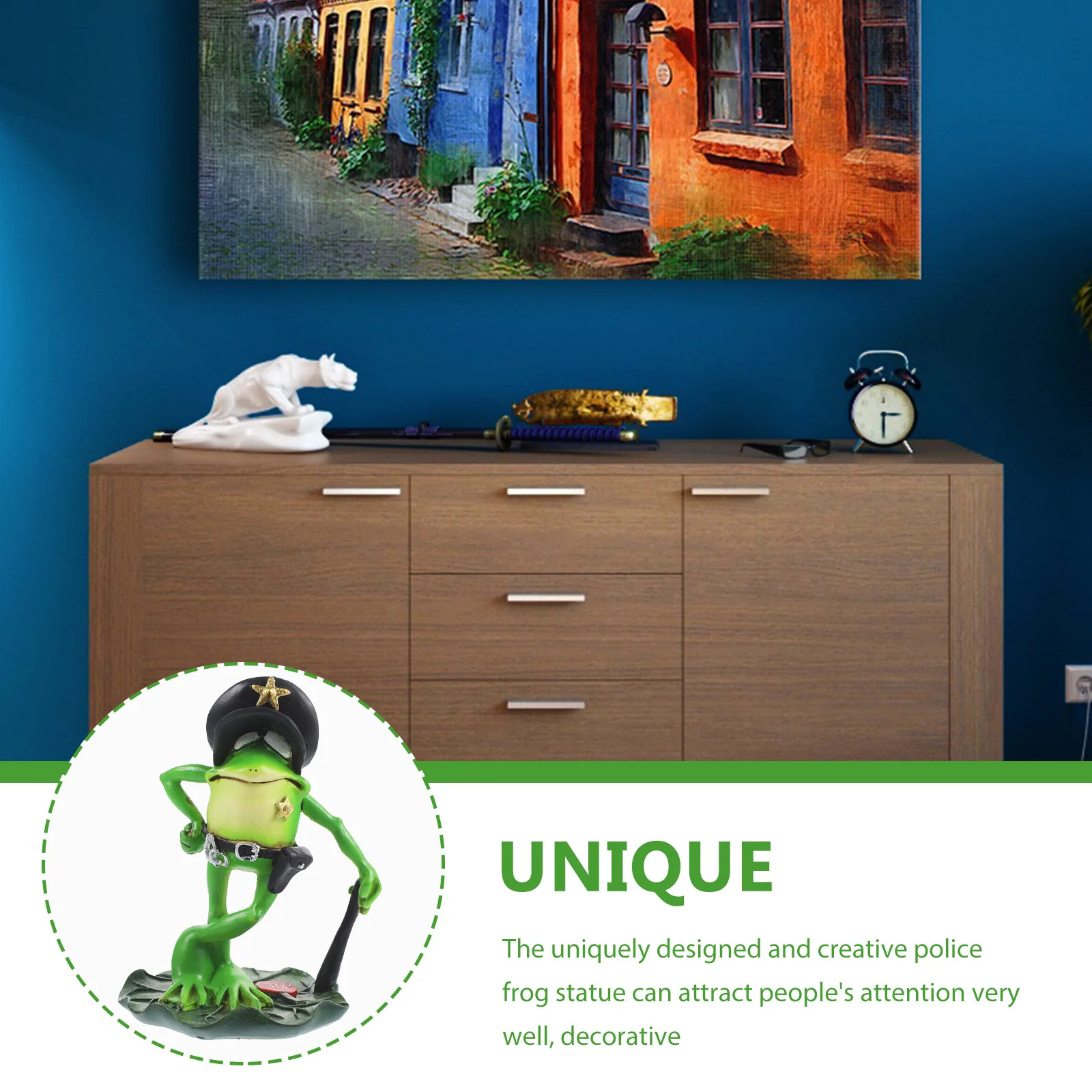 

Police Frog Ornament for Home Garden Decor Scene Decors Animal Figurine Creative Animal Statue Decoration