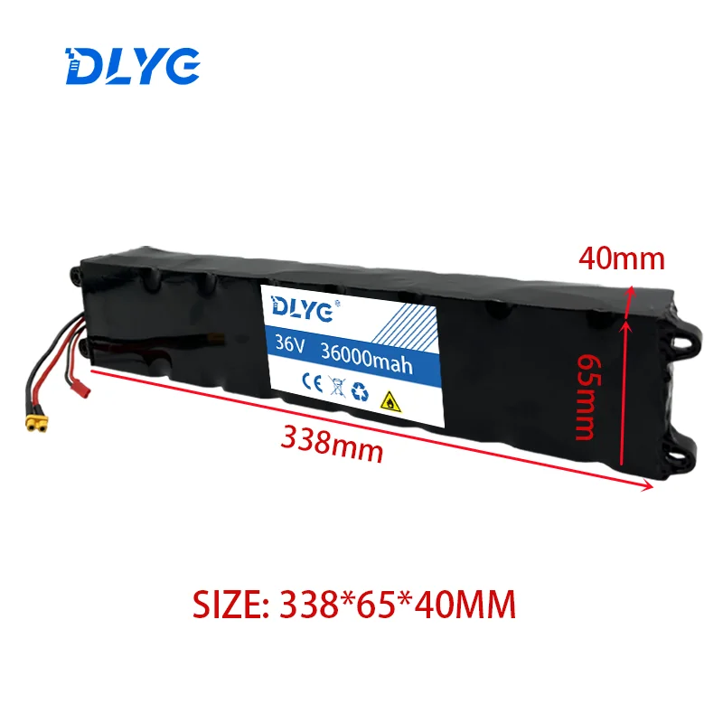 36V 10S3P 36ah 500W High Power 18650 Lithium Rechargeable Lithium Battery for Bikes Scooter Electric Vehicle with BMS XT30 XT60