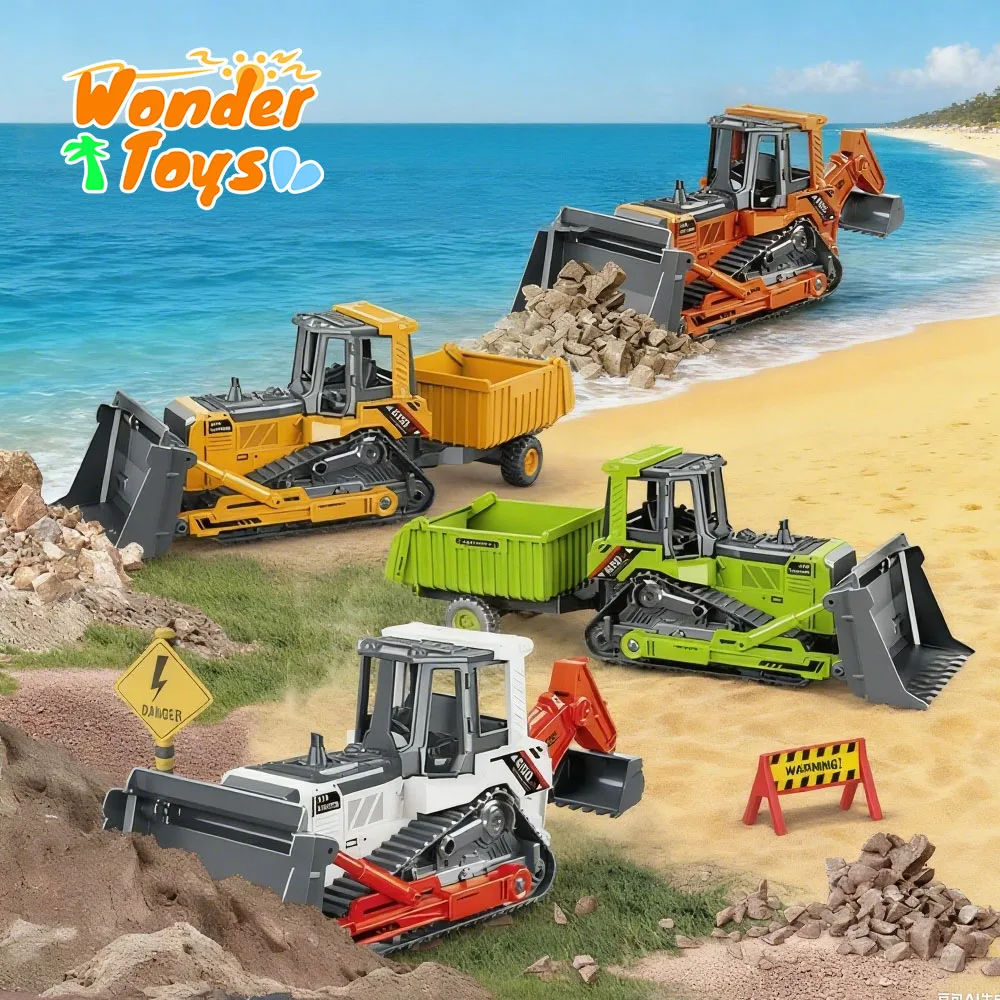 

Engineering Vehicle Model Diecast Plastic Double-Head Bulldozer Toy Car Inertial Transport Vehicle Boy Simulation Forklift Toy