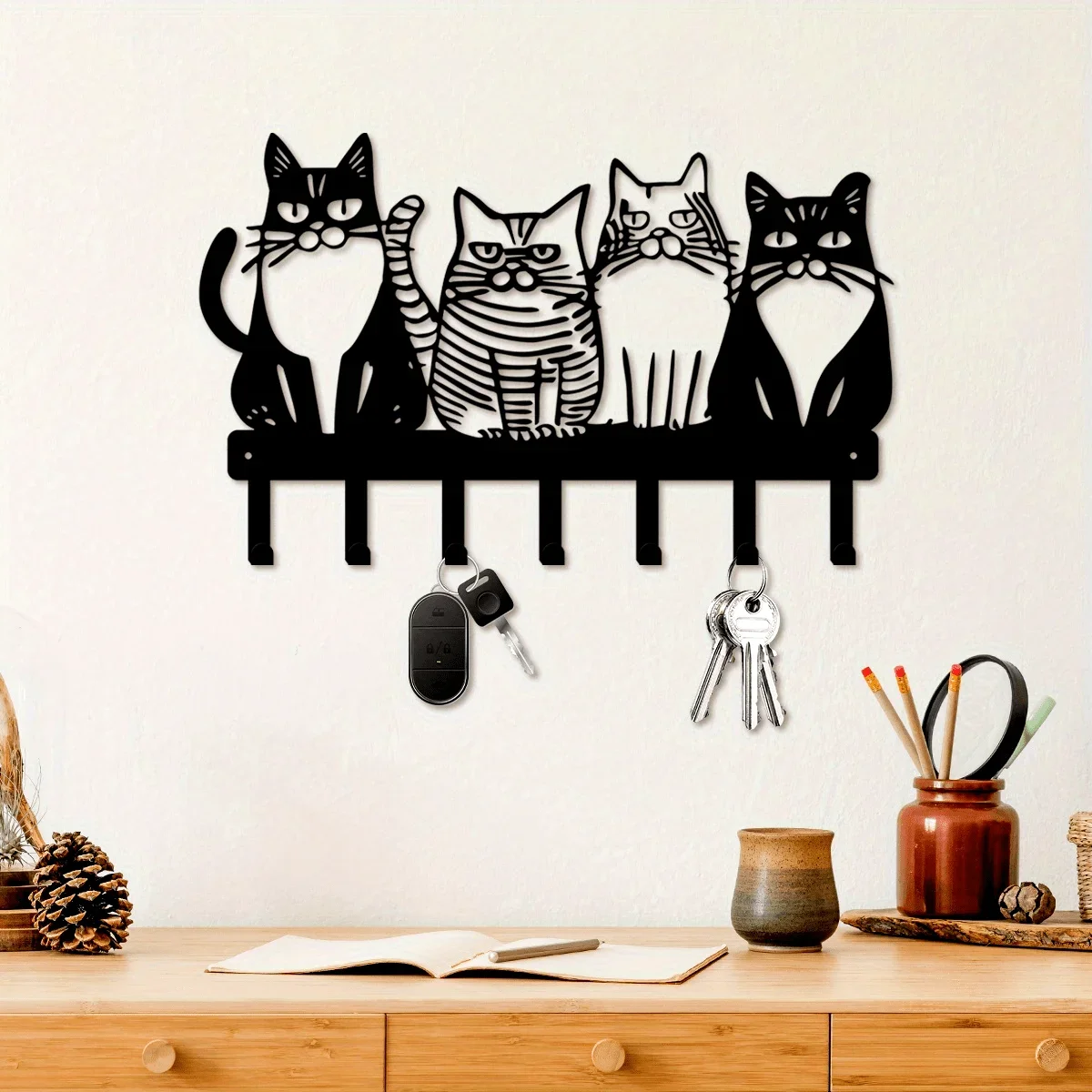 2D Metal Charming Cat Themed Wall Hook-Perfect for Towels, Coats and Keys-Ideal Gift for Cat Lovers-Universal Home Decoration