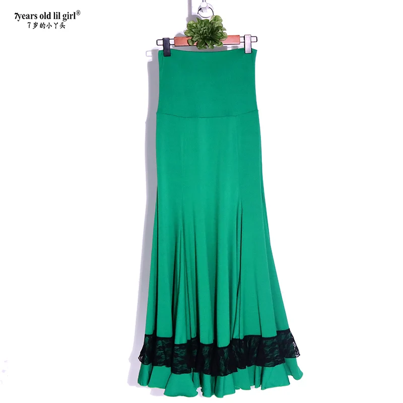 Spanish Dance Dress Flamenco Practice Skirt Wear Women BU27