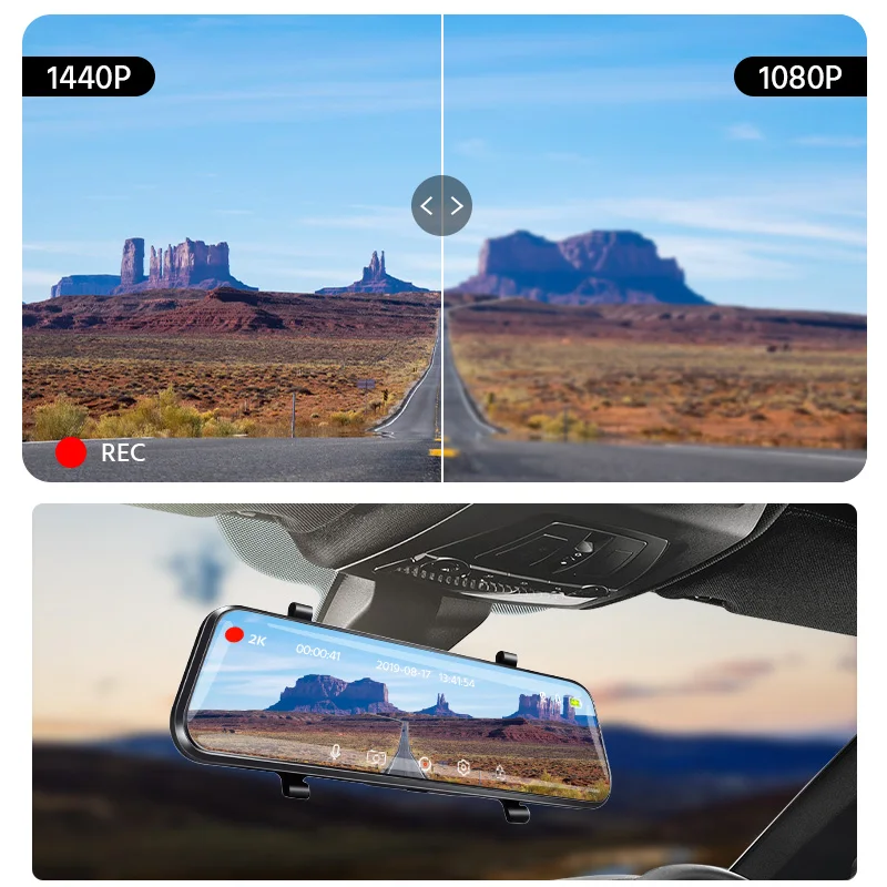 Yangood 2.5K Dashcam 10 ''جهاز تسجيل فيديو رقمي بالسيارات مرآة كاميرا مسجل فيديو الرؤية الخلفية دعم WIFI GPS للرؤية الليلية 24H وقوف السيارات الصندوق الأسود #3
