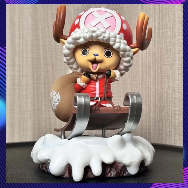 Figurine d'action One Piece Tony Tony Chopper version Noël, modèle de dessin animé 16 cm, jouet mignon avec tenue de Père Noël, statue de bureau, cadeau
