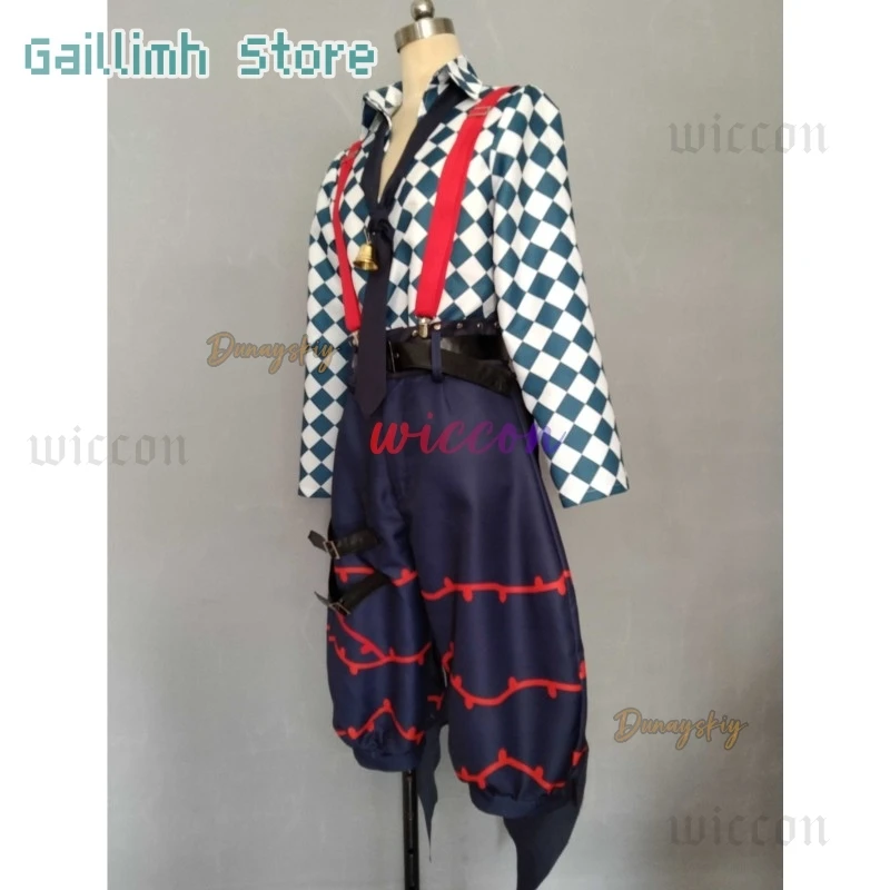 لعبة الشيطان بتلر لاتو باكا أزياء تنكرية لاتو زي مع جرس 1 متر شعر مستعار للهالوين كرنفال لعب الأدوار للرجال والنساء