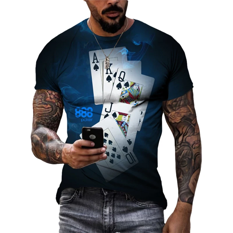 Summer New Cool Personality Poker graphic t shirts Men Casual Fashion Originality Card Pattern Tees 3D Printed Short Sleeve Tops