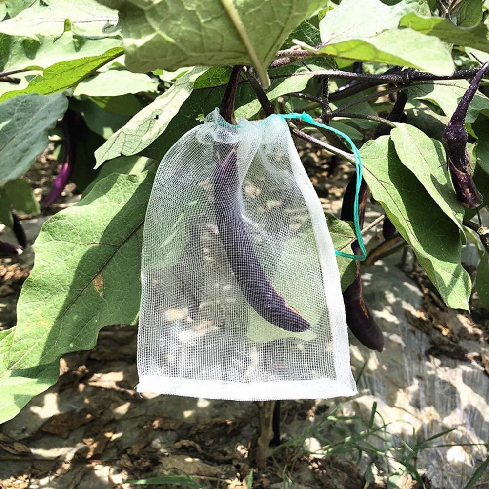 

50 шт. 15x10 см нейлоновые сетчатые сумки, защитная сетка для фруктов, садовые сумки, застежка на шнурке, защита от птиц, насекомых, прозрачное растение