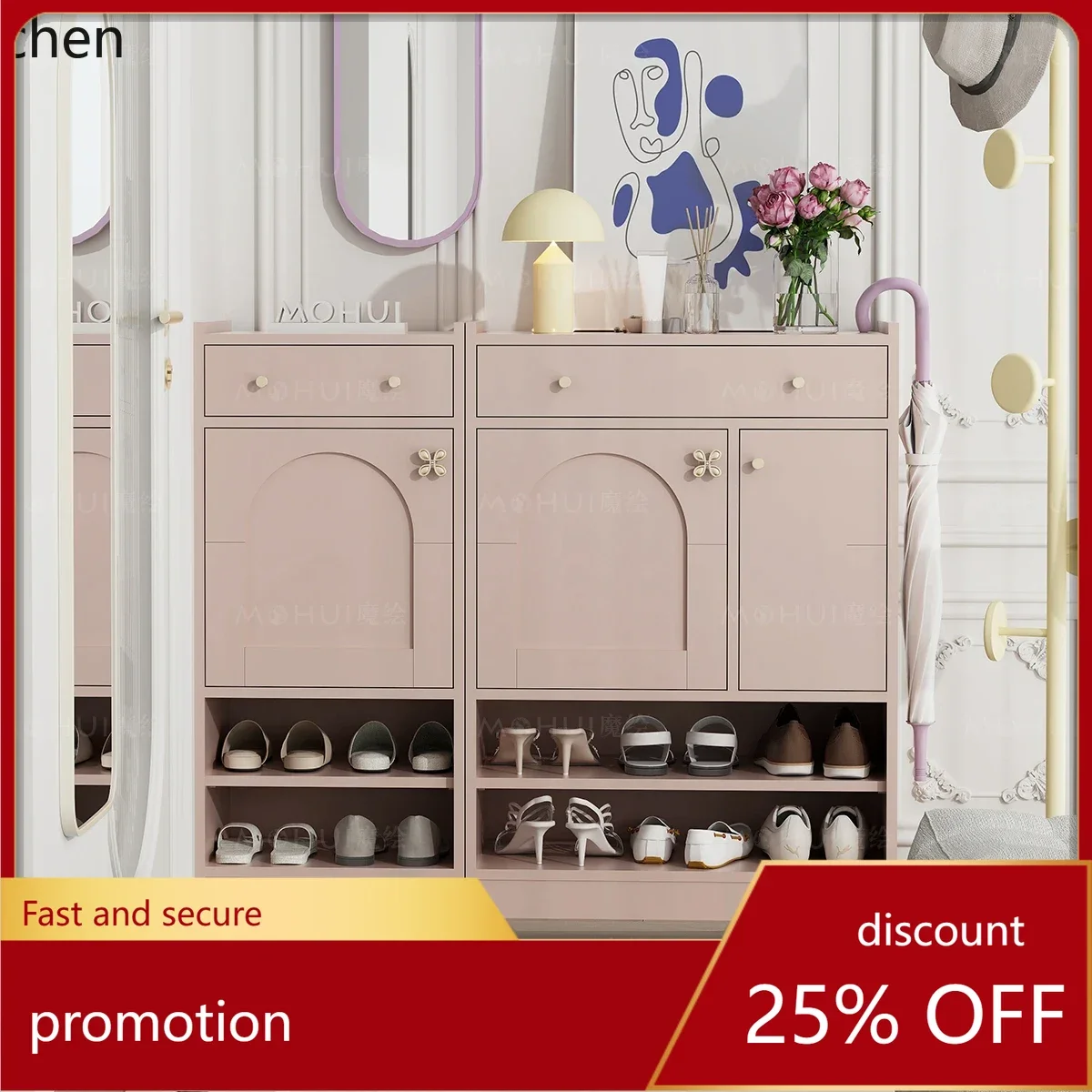 

HXL Original dopamine entry shoe cabinet pink storage cabinet large capacity entrance cabinet
