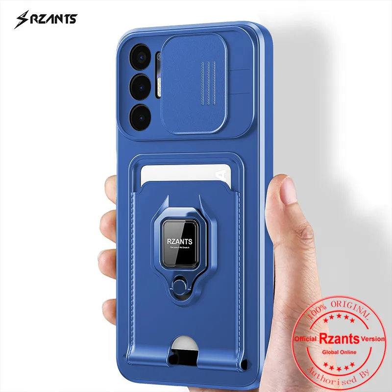 Rzants For Tecno Pova 2 Pova 3 Camera Lens Protection Phone Case[Bison]Smooth Push-pull Card Slot Ring Holder Casing Cover