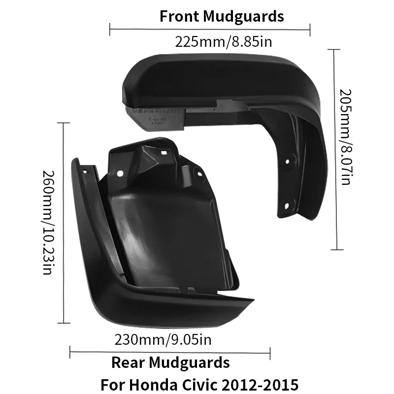For Honda Civic Mud Flaps 2012 2013 2014 2015 Mudguards Fender Guards Splash Car Accessories Auto Styline Front Rear 4pcs
