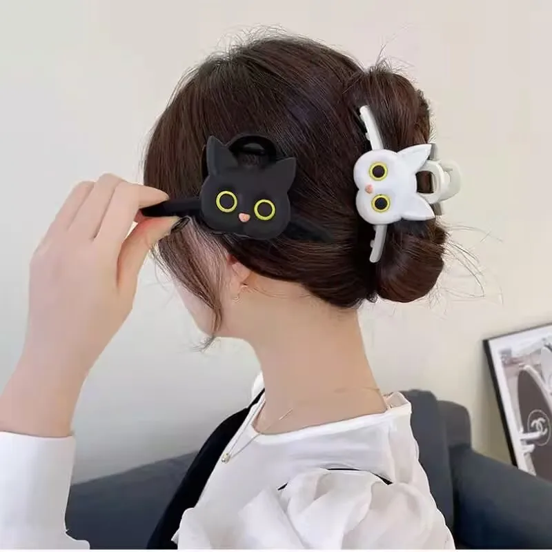 New Cartoon Cat Hairpin for Women Black White Design Hair Clips Fashion Cute Claws Clip Fashion Hair Accessories Girls Gift 2024