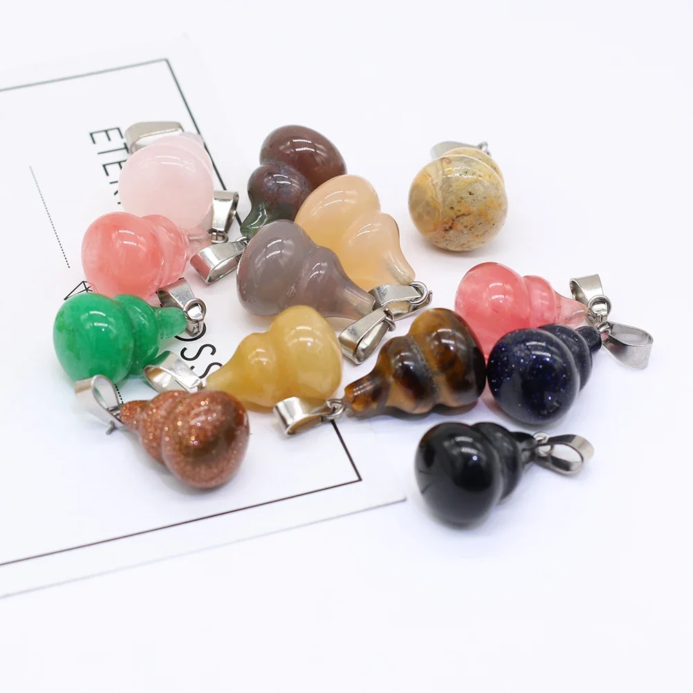 

6pcs Natural Gourd Shape Rose Quartzs Malaysian Jades Stone Pendant DIY for Necklace Earring or Jewelry Making Size 13x22mm