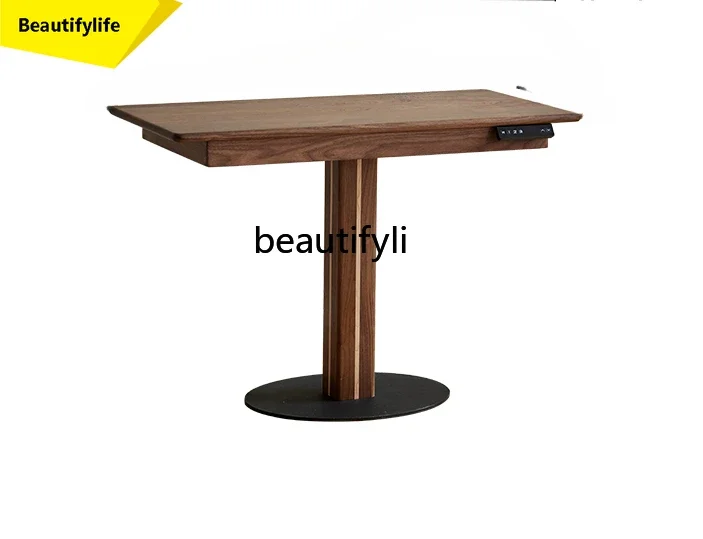 

North America Black Walnut Electric Lifting Table Mini Living Room Desk All Solid Wood Leisure Narrow Side Table