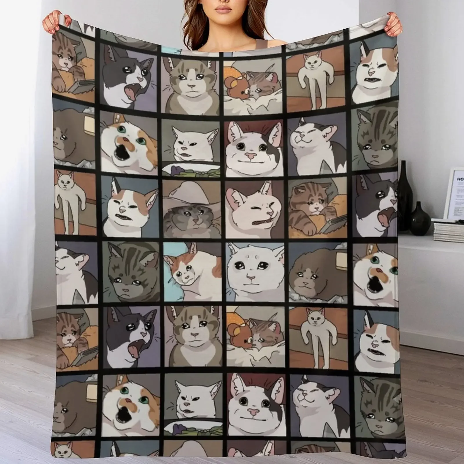 

Meme Cats 2.0 Throw Blanket Multi-Purpose Designers Blankets