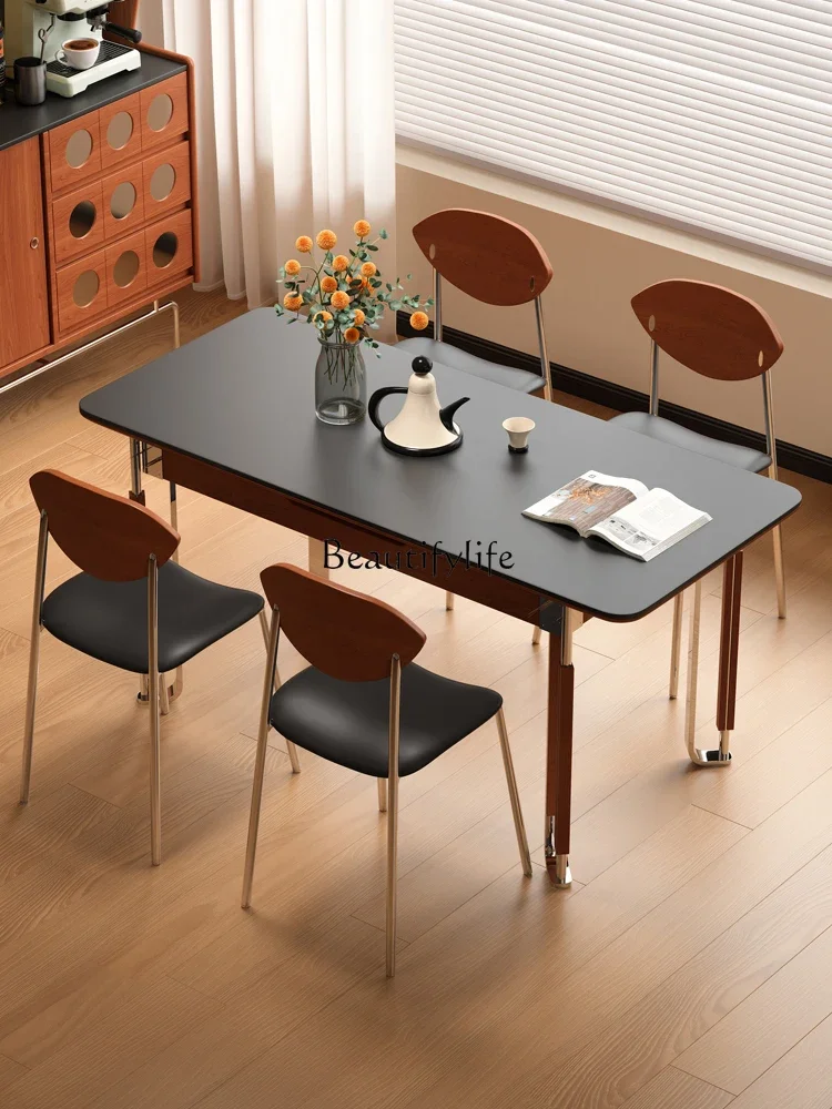 

ls 51 Solid wood retractable dining table rectangular household modern simple dining table