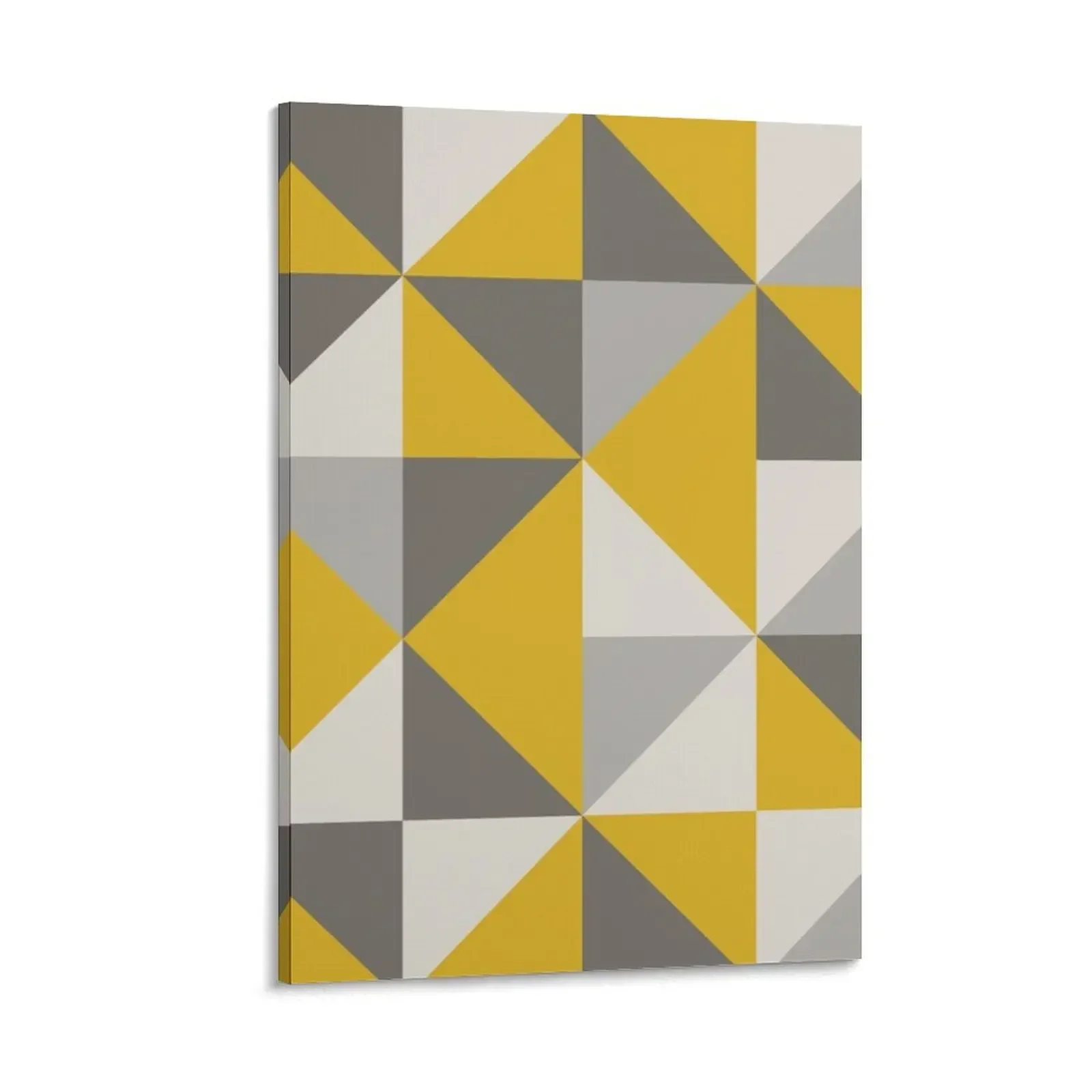 

Retro Triangle Design in Yellow and Grey Canvas Painting Decorative painting for bedroom art mural