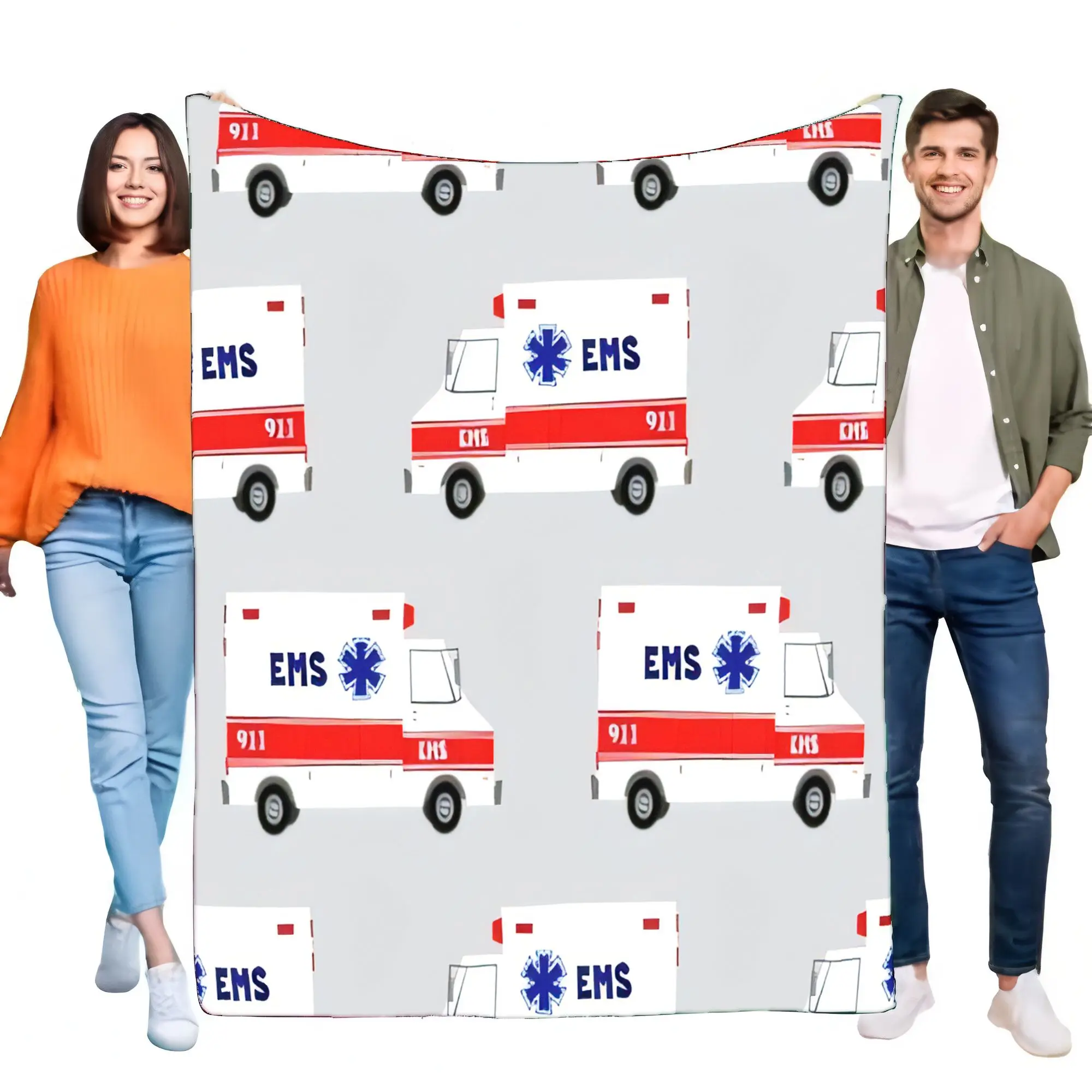 EMS-Krankenwagendecke, weich, warm, Fleece-Überwurf, gemütlich, leicht, für Zuhause, Bett, Sofa, perfektes Geschenk für medizinische Arbeiter und Notfälle
