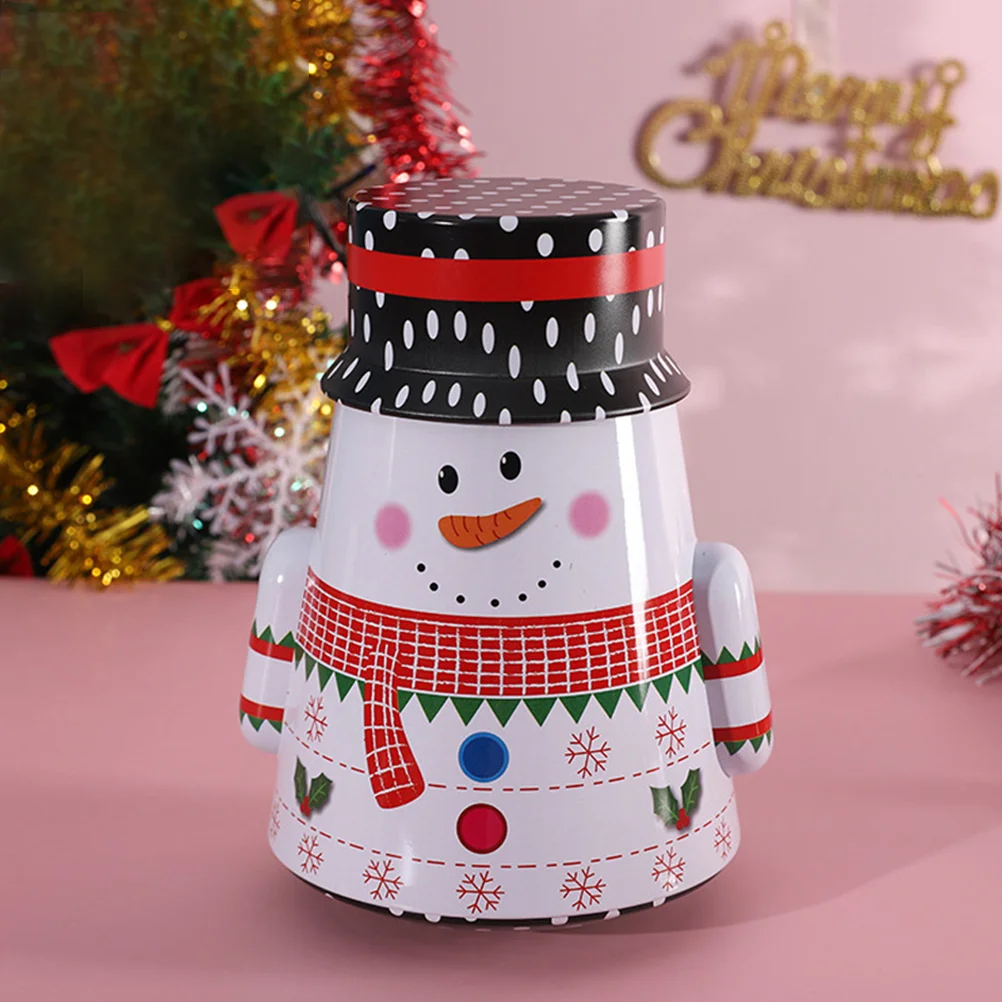 Container Storage Box Candy Jar Christmas Empty Holder Wrought Iron Snowman Ornament Tea Jars