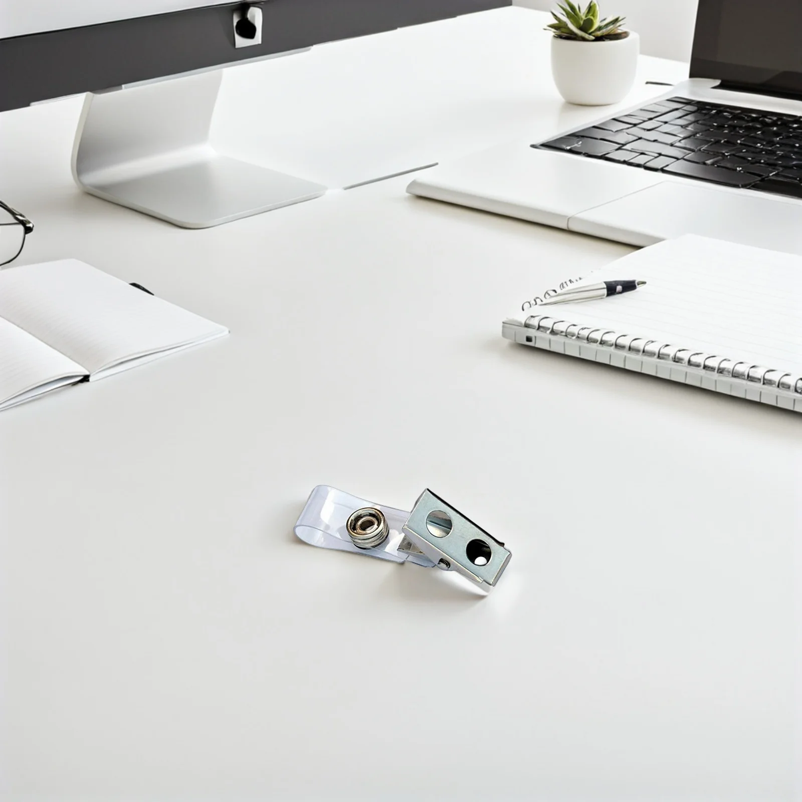 

250Pcs Double Hole Badge Clips Metal Id Card Clips with Clear PVC Straps for Name Tag Holder Secure Fastener for Office School